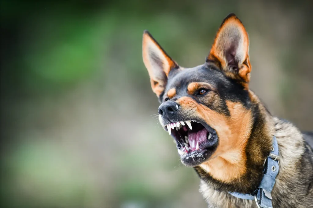 Aggressiver Problemhund fletscht Zähne im Hundetraining in Kiel